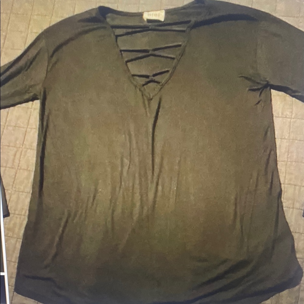 Cato Deep Green Crisscross V-Neck Blouse